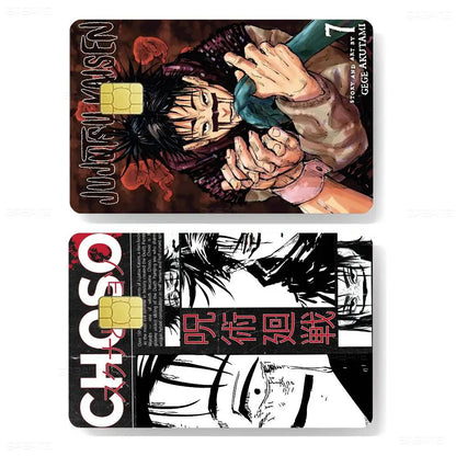 Choso Jujutsu Kaisen Anime Fashion Matte Gold Silver Black Matte Film Skin Sticker Tape for Bank Credit Debit Card
