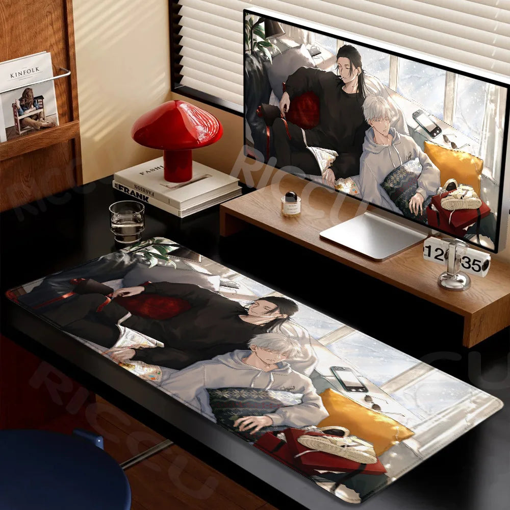 Large Gaming Mouse Pad J-ujutsu Kaisen Gojo Satoru Mouse pad LockEdge Thickened Computer Keyboard Desk Mat Rubber Anti slip Mats
