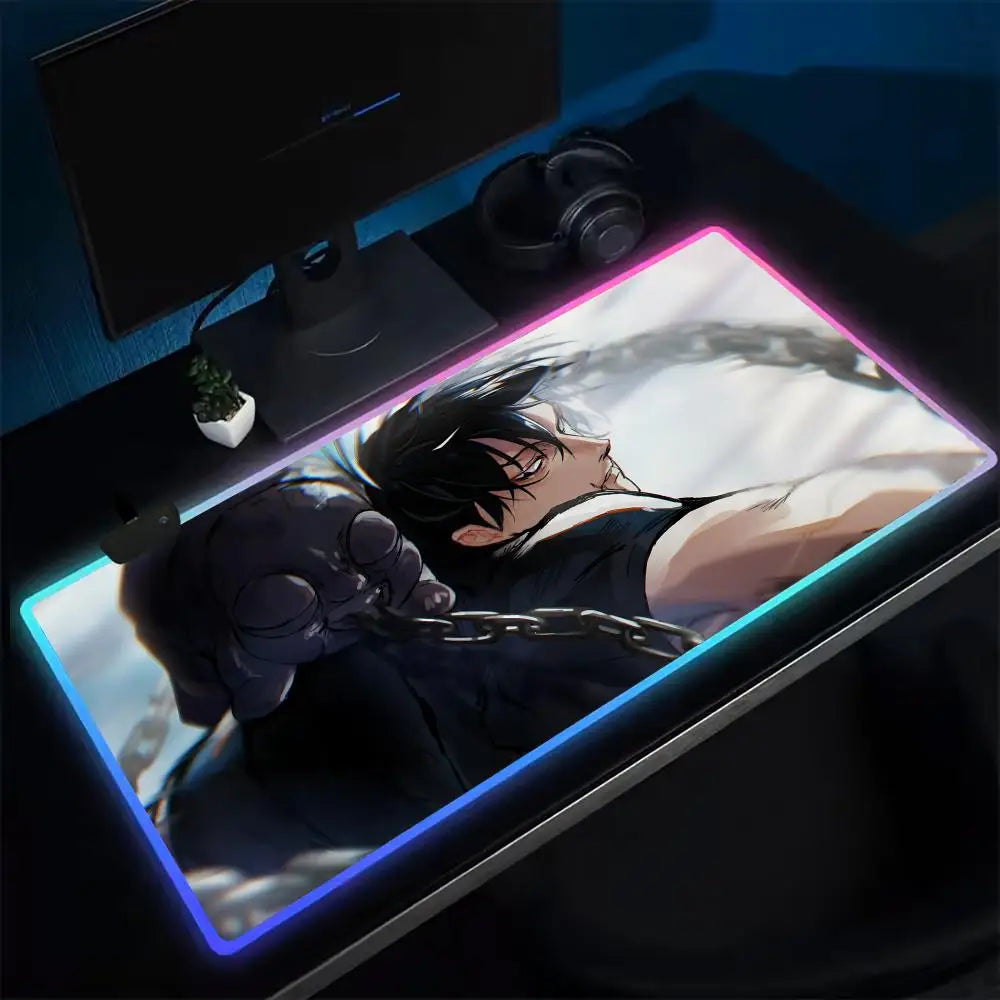 Fushiguro Toji Jujutsu Kaisen Mouse Pad RGB Extra Large Mouse Pad for Gaming, Smooth Surface, Non-Slip, Customizable Lights