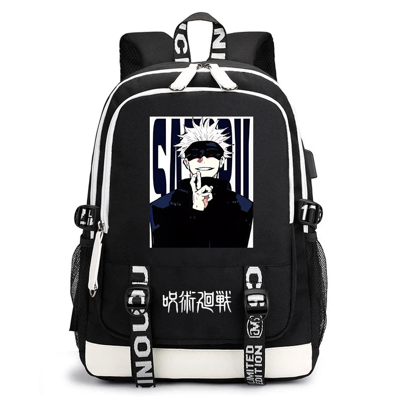 Sac à dos imprimé anime Jujutsu Kaisen, sac d'école pour étudiant, sac USB, cadeau de rentrée scolaire