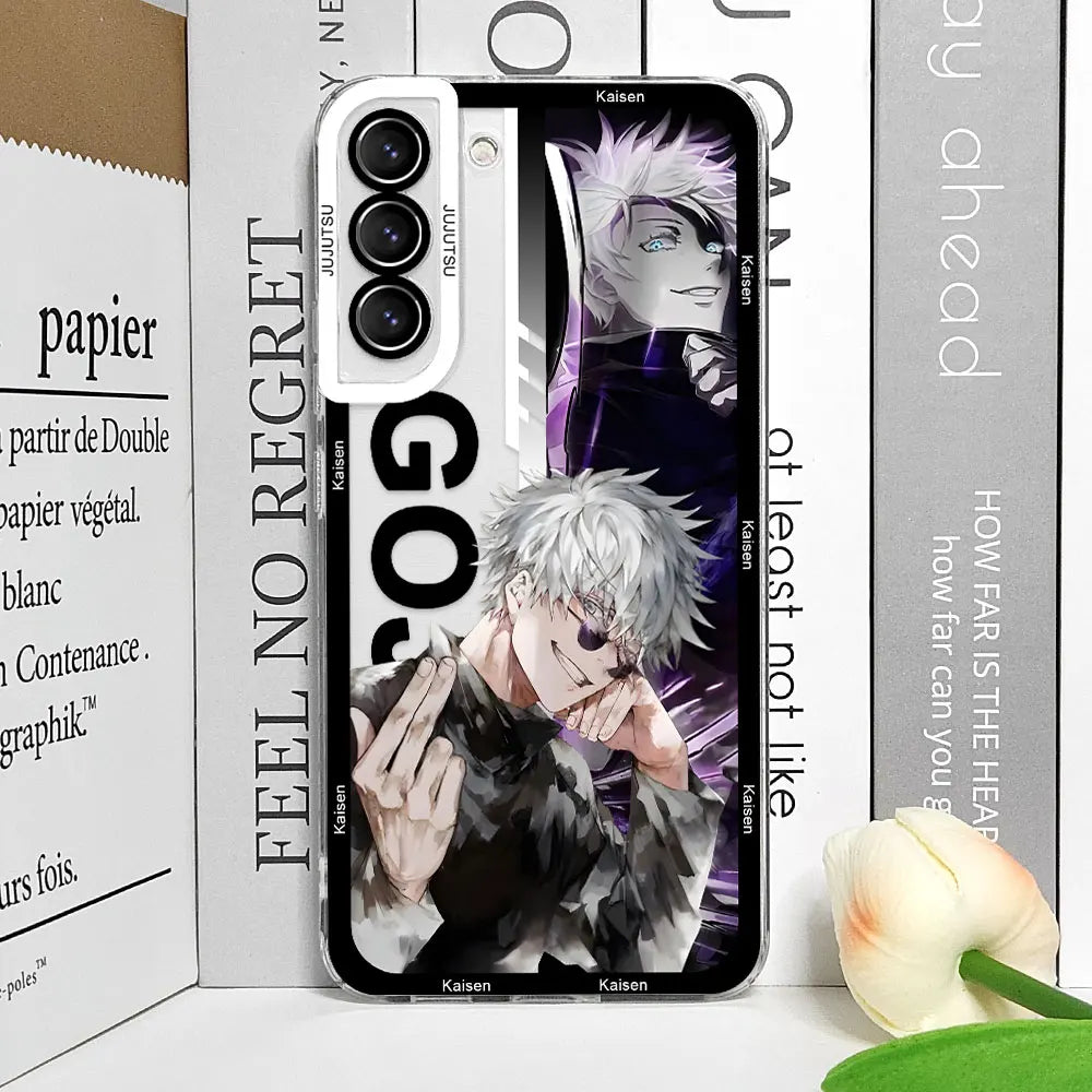 Coque de téléphone Jujutsu Kaisen Satoru Gojo Comics pour Samsung Galaxy S21 S22 S23 S24 S25 Ultra Plus FE Transparente Souple Couvertures Anime Fundas