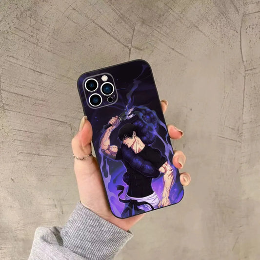呪術廻戦 伏黒刀二 ソフトシリコン製ブラックカバー携帯ケース iPhone 15,14,13,12,11,Plus,Pro Max,XS,X,XR,SE,Mini,8,7用