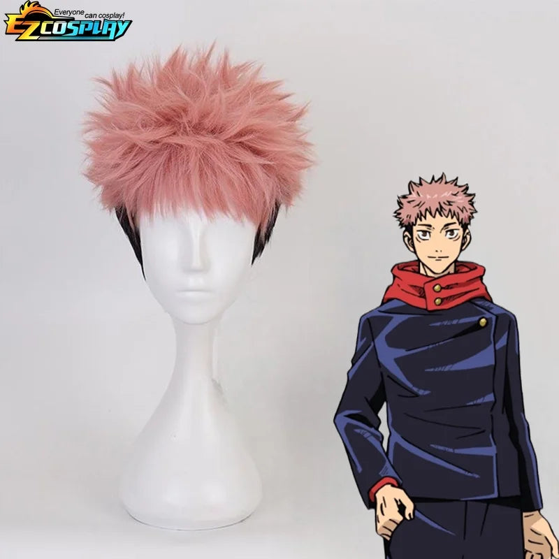 Itadori Yuji Cosplay Anime Jujutsu Kaisen Itadori Yuji Cosplay Costume Wig Jacket Pants Uniform Wig Suit Halloween Costumes - Jujutsu Kaisen Merch - Free Shipping Buy Now