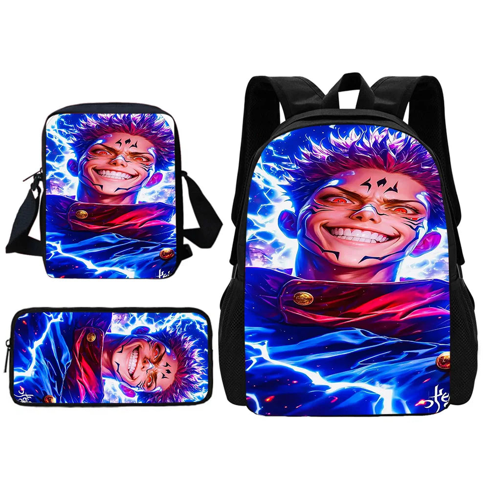Ensemble de sacs à dos d'école Jujutsu Kaisen Satoru Gojo pour enfants, avec sac à bandoulière, sacs à crayons, sacs d'école pour garçons et filles, meilleur cadeau