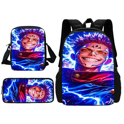Ensemble de sacs à dos d'école Jujutsu Kaisen Satoru Gojo pour enfants, avec sac à bandoulière, sacs à crayons, sacs d'école pour garçons et filles, meilleur cadeau