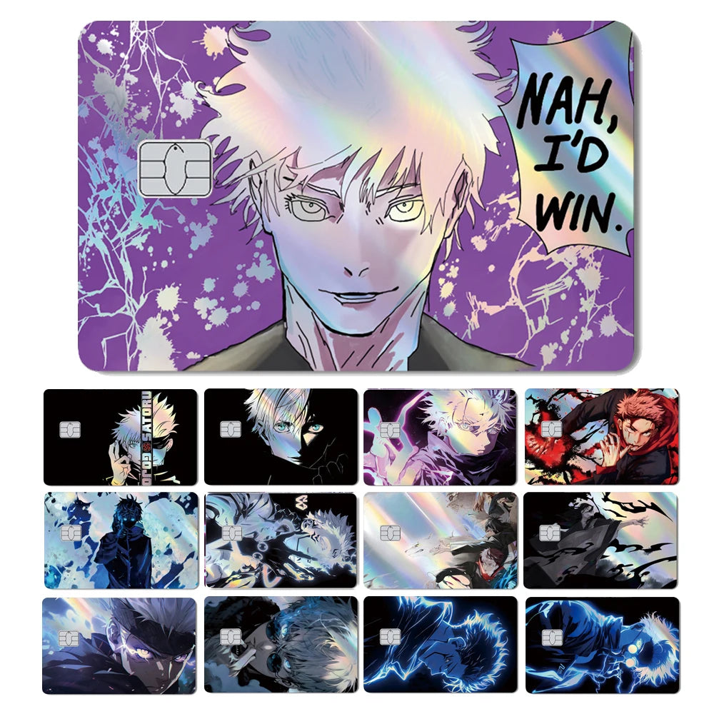 100% New Anime Jujutsu Kaisens Gojo Holographic Laser Shinny Front Credit Debit Bank Card Sticker Film Skin Cover