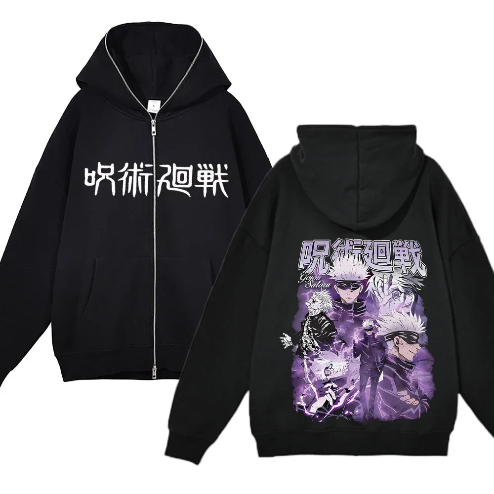 Jujutsu Kaisen Zipper Jackets Anime Gojo Satoru Sweatshirts Gojo Hoodies Thin Fleece Hoodie Zip Up Y2k Hoodies Anime Sweaters - Jujutsu Kaisen Merch - Free Shipping Buy Now