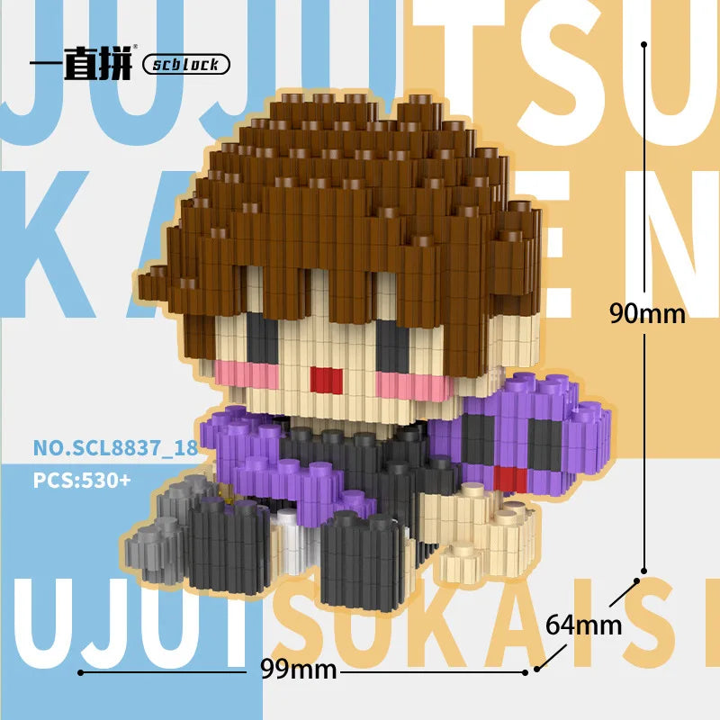 JX TOY Anime Jujustu Micro Bloc de Construction Ornements de Bureau à Collectionner Statue Gojo Satoru Poupée Itadori Yuji Bloc Fushiguro Megumi