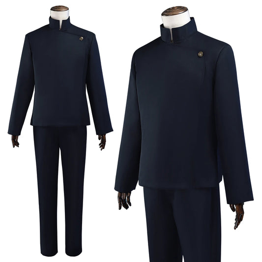 HOLOUN Jujutsu JJK Manga Anime Suguru Geto Satoru Gojo Cosplay Costume Wig Dark Blue Jacket Pants Uniform Rose Net Halloween - Jujutsu Kaisen Merch - Free Shipping Buy Now