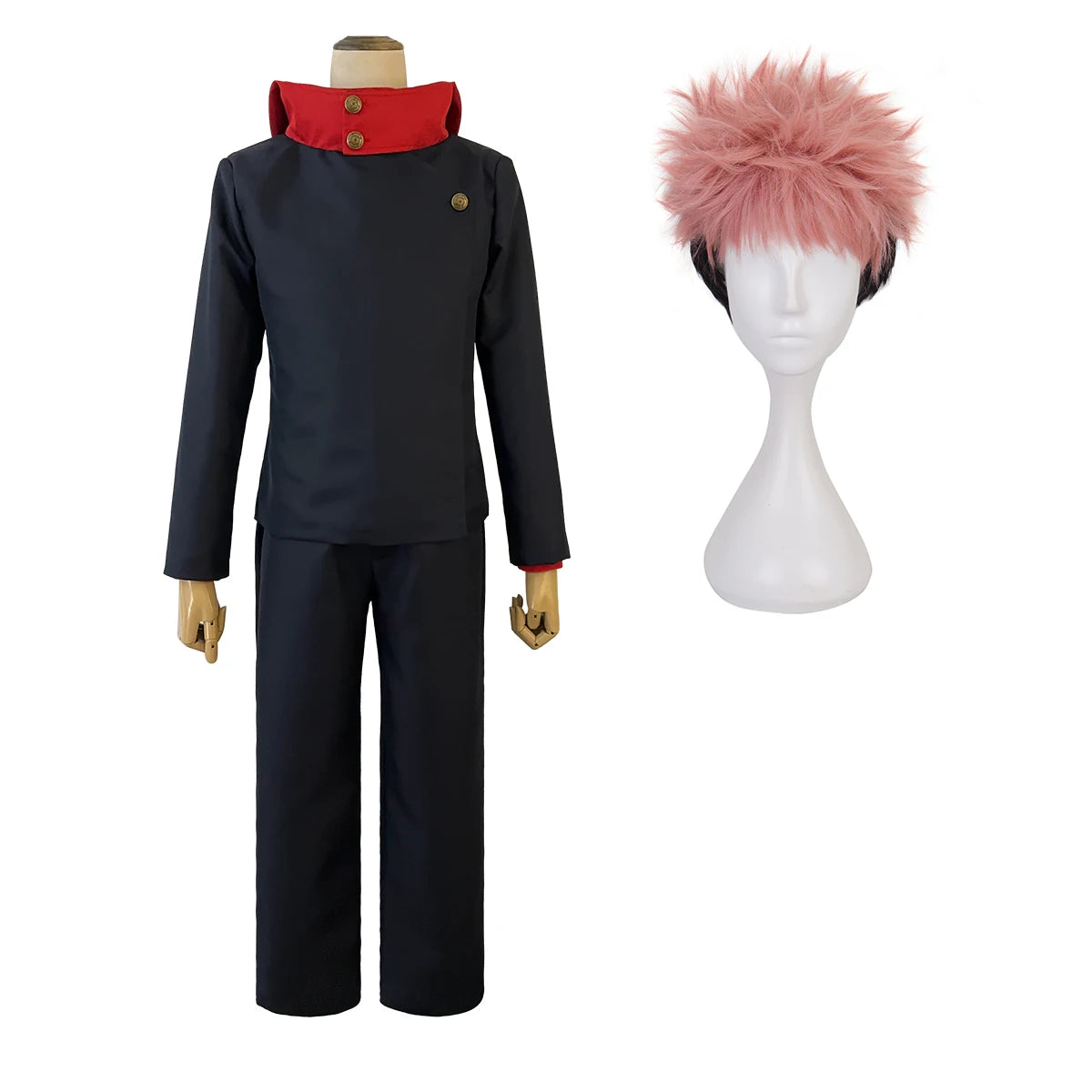 HOLOUN Jujutsu JJK Manga Anime Itadori Yuji Cosplay Costume Wig Jacket Pants Uniform Rose Net Synthetic Halloween Christmas - Jujutsu Kaisen Merch - Free Shipping Buy Now