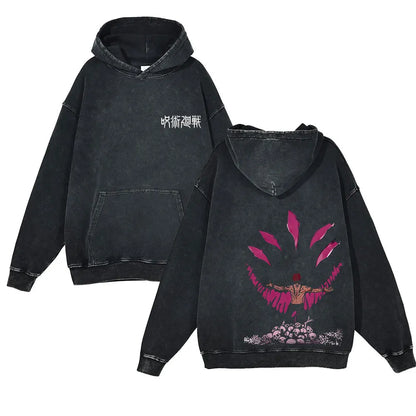 Anime Jujutsu Kaisen Washed Hoodie 100% Cotton Vintage Printed Long Sleeve Men's Clothing Fashion Casual Hip Hop Sweatshirt - Jujutsu Kaisen Merch - Free Shipping Buy Now