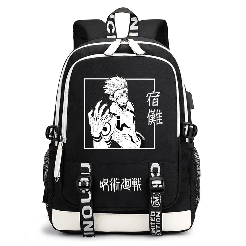 Sac à dos imprimé anime Jujutsu Kaisen, sac d'école pour étudiant, sac USB, cadeau de rentrée scolaire