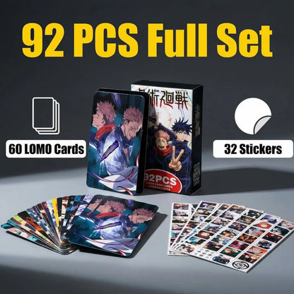 92PCS Cards Set Merch Anime Gojo Satoru Nobara Kugisaki Collectible HD Print Photo Card Jujutsu Kaisen Collect Fan Birthday Gift