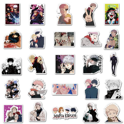 50Pcs Cartoon Jujutsu Kaisen Stickers DIY Laptop Skateboard Kids Cool Sticker Itadori Yuji Satoru Gojo Anime Decal Toys