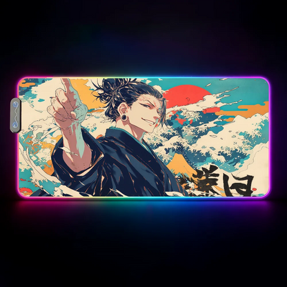 Hot Anime J-Jujutsu K-Kaisen-S Mouse Pad  RGB Led Gaming Bedroom Office Desk Non-Slip Mat  Waterproof Large