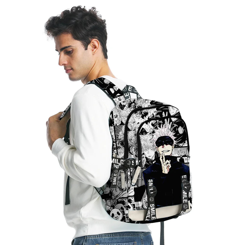 Sac à dos d'école Anime Satoru Gojo pour ordinateur portable, sac à dos pour garçons, filles, adolescents, sac d'école, sac de voyage, sac à bandoulière