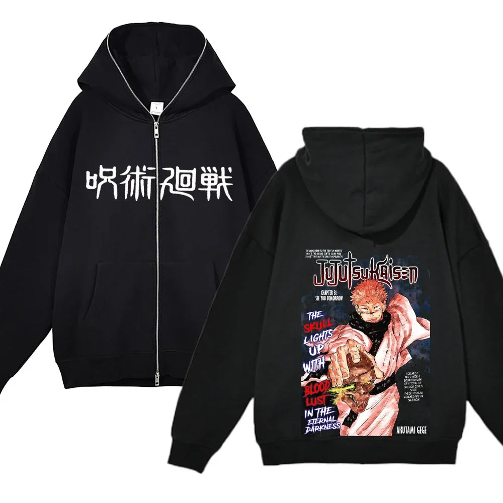 Anime Gojo Satoru Sweatshirts Jujutsu Kaisen Zipper Jackets Gojo Hoodies Thin Fleece Hoodie Zip Up Y2k Hoodies Anime Sweaters - Jujutsu Kaisen Merch - Free Shipping Buy Now
