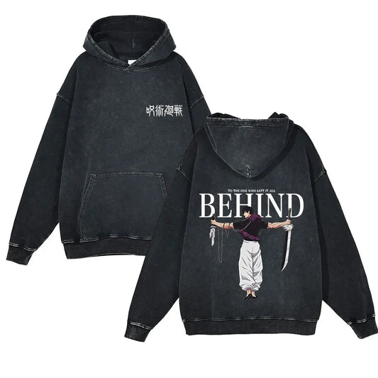 Anime Jujutsu Kaisen Washed Hoodie 100% Cotton Vintage Printed Long Sleeve Men's Clothing Fashion Casual Hip Hop Sweatshirt - Jujutsu Kaisen Merch - Free Shipping Buy Now