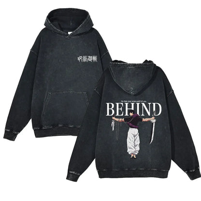 Anime Jujutsu Kaisen Washed Hoodie 100% Cotton Men's Clothing Fashion Casual Vintage Printed Long Sleeve Hip Hop Sweatshirt - Jujutsu Kaisen Merch - Free Shipping Buy Now