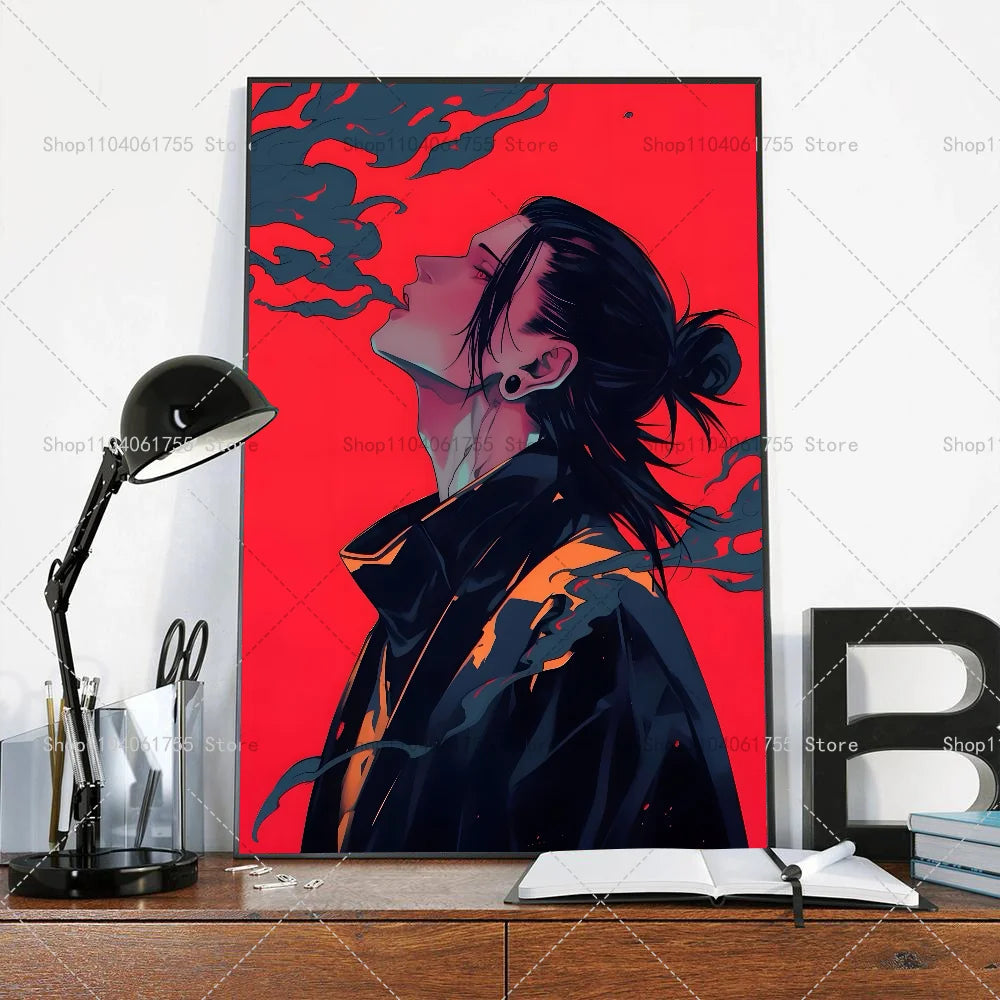 1PC Anime Jujutsu Kaisen Geto Suguru Poster Self-adhesive Art Waterproof Paper Sticker Coffee House Bar Room Wall Decor