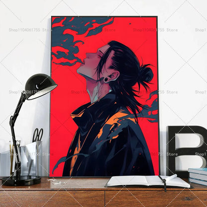 1PC Anime Jujutsu Kaisen Geto Suguru Poster Self-adhesive Art Waterproof Paper Sticker Coffee House Bar Room Wall Decor