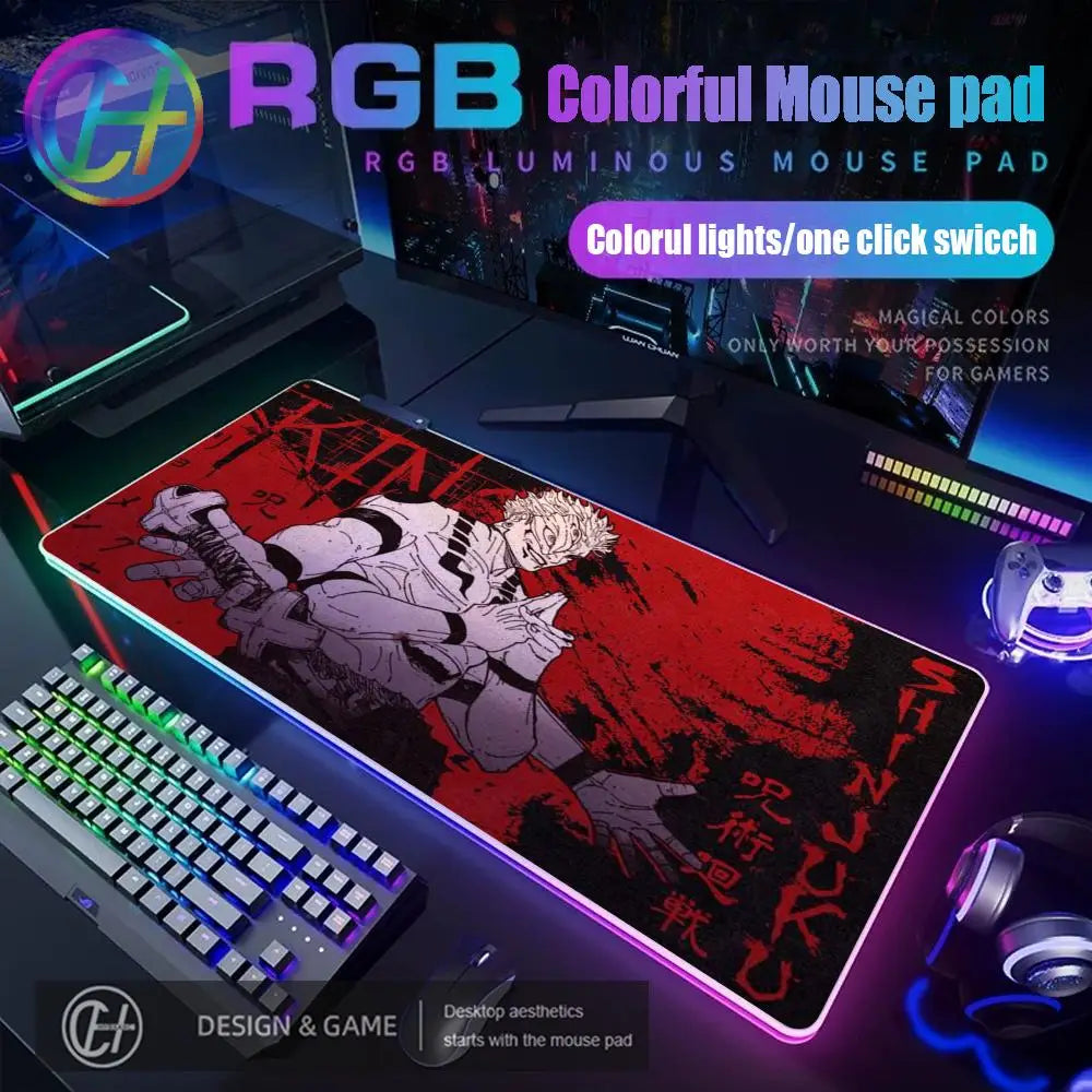 HD RGB Ryomen Sukuna 400x900mm Black Anime Jujutsu Kaisen Mouse Pad Gojo Satoru MousePad Computer Gaming PC Accessories Desk Mat