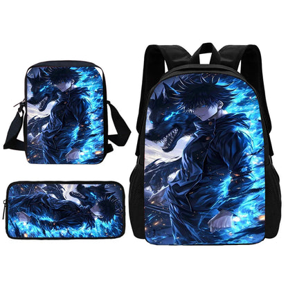 Ensemble de sacs à dos d'école Jujutsu Kaisen Satoru Gojo pour enfants, avec sac à bandoulière, sacs à crayons, sacs d'école pour garçons et filles, meilleur cadeau