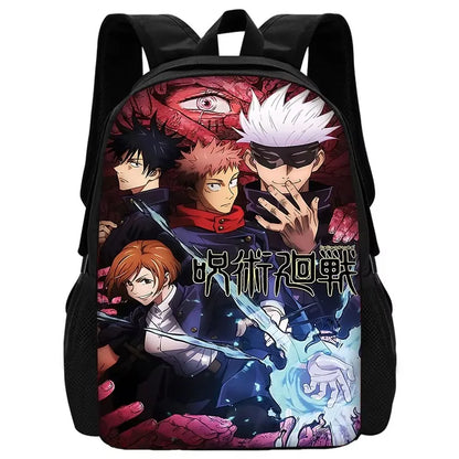 Sac à dos d'école Anime J-Jujutsu Kaisen pour enfant avec sacs à déjeuner, trousses à crayons, sacs d'école pour garçons et filles, meilleur cadeau