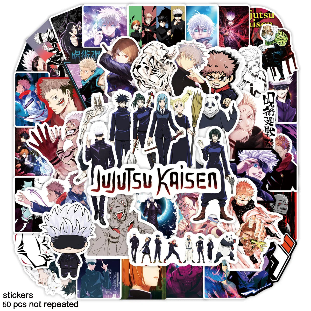 50Pcs Jujutsu Kaisen Graffiti Stickers Water Bottle Laptop Phone Bicycle Luggage Case Skateboard Children Adult Sticker