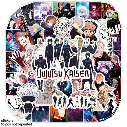 50Pcs Jujutsu Kaisen Graffiti Stickers Water Bottle Laptop Phone Bicycle Luggage Case Skateboard Children Adult Sticker
