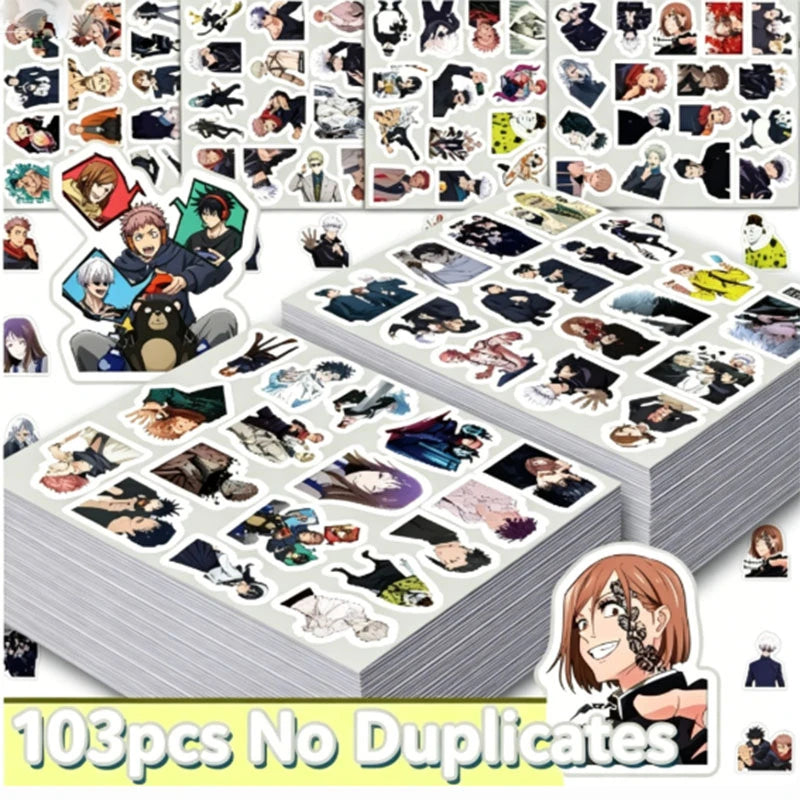 103pcs Various Jujutsu Kaisen Graffiti Stickers Waterproof Diy Decals For Phone Laptop Ipad Water Cup Helmet  Thermos Decor
