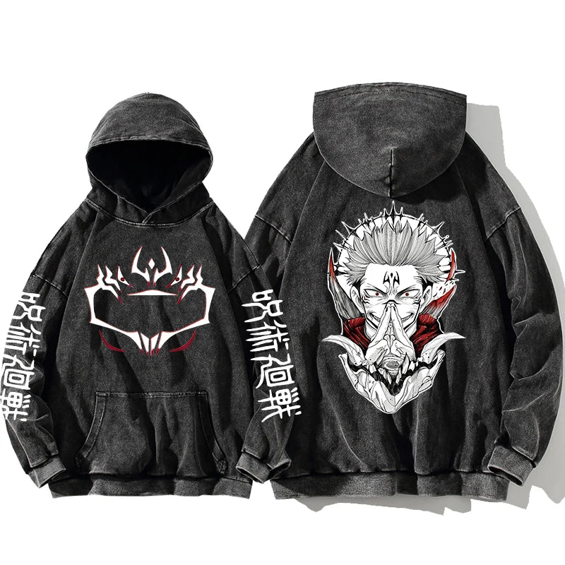 Jujutsu Kaisen Satoru Gojo Sweatshirts Anime Men's High Quality 100% Washed Cotton Hoodie Winter Oversized Streetwear Clothing - Jujutsu Kaisen Merch - Free Shipping Buy Now
