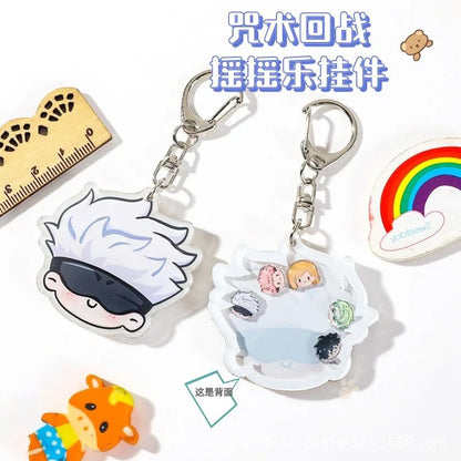 Porte-clés pendentifs en acrylique, dessin animé Jujutsu Kaisen Gojo Satoru, Megumi Nobara Nanami Itadori Yuji Kawaii, jouets à secouer, cadeaux 