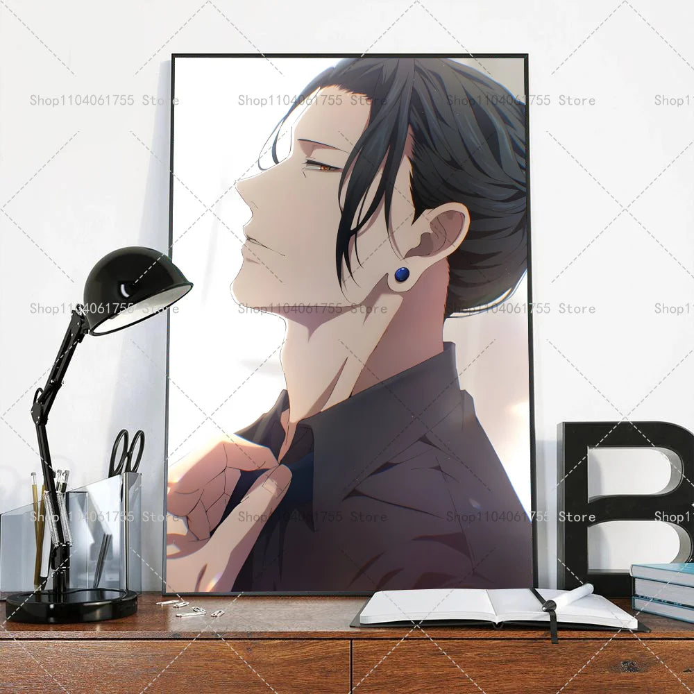1PC Anime Jujutsu Kaisen Geto Suguru Poster Self-adhesive Art Waterproof Paper Sticker Coffee House Bar Room Wall Decor