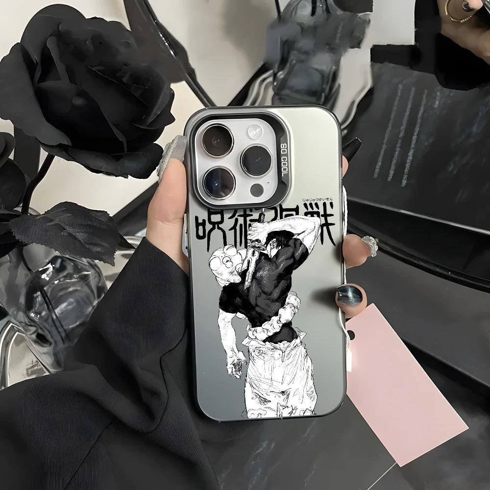 Coque de téléphone Jujutsu Toji Kaisen Abraz pour iPhone 16 15 14 13 12 11 Pro Max Noir Violet Mat F-Fushiguro Candy Ultra-mince Souple