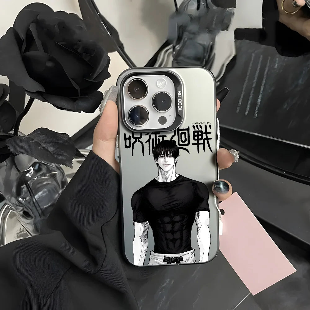 Coque de téléphone Jujutsu Toji Kaisen F-Fushiguro Candy Abraz pour iPhone 16 15 14 13 12 11 Pro Max Noir Violet Mat Ultra-mince Souple
