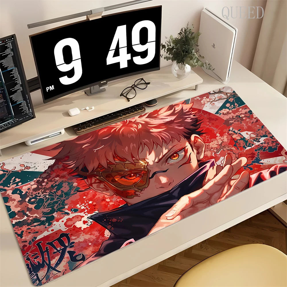 90x40CM Black Anime Jujutsu Kaisen Large Mouse Pad Ryomen Sukuna Xxl MousePads Pc Computer Gaming Accessories Non-slip Desk Mat