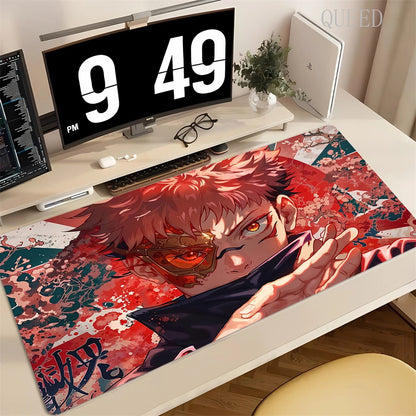 90x40CM Black Anime Jujutsu Kaisen Large Mouse Pad Ryomen Sukuna Xxl MousePads Pc Computer Gaming Accessories Non-slip Desk Mat