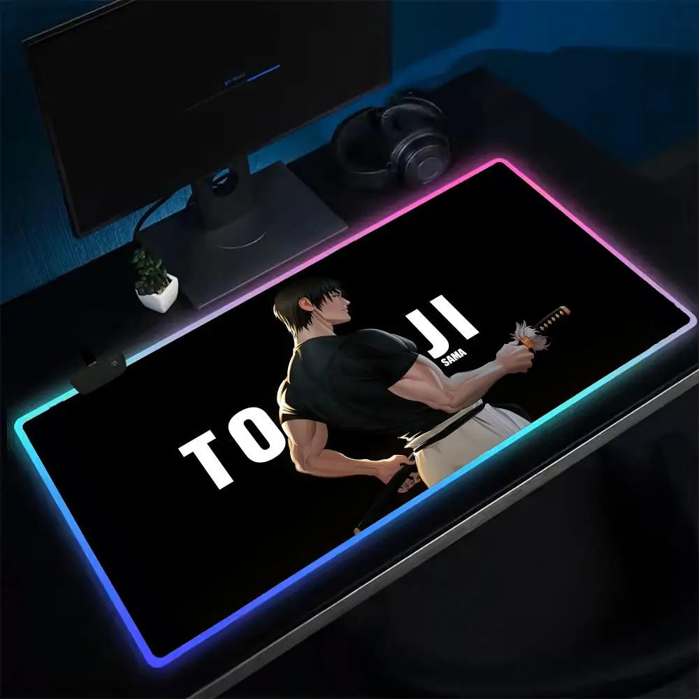 Fushiguro Toji Jujutsu Kaisen Mouse Pad RGB Extra Large Mouse Pad for Gaming, Smooth Surface, Non-Slip, Customizable Lights