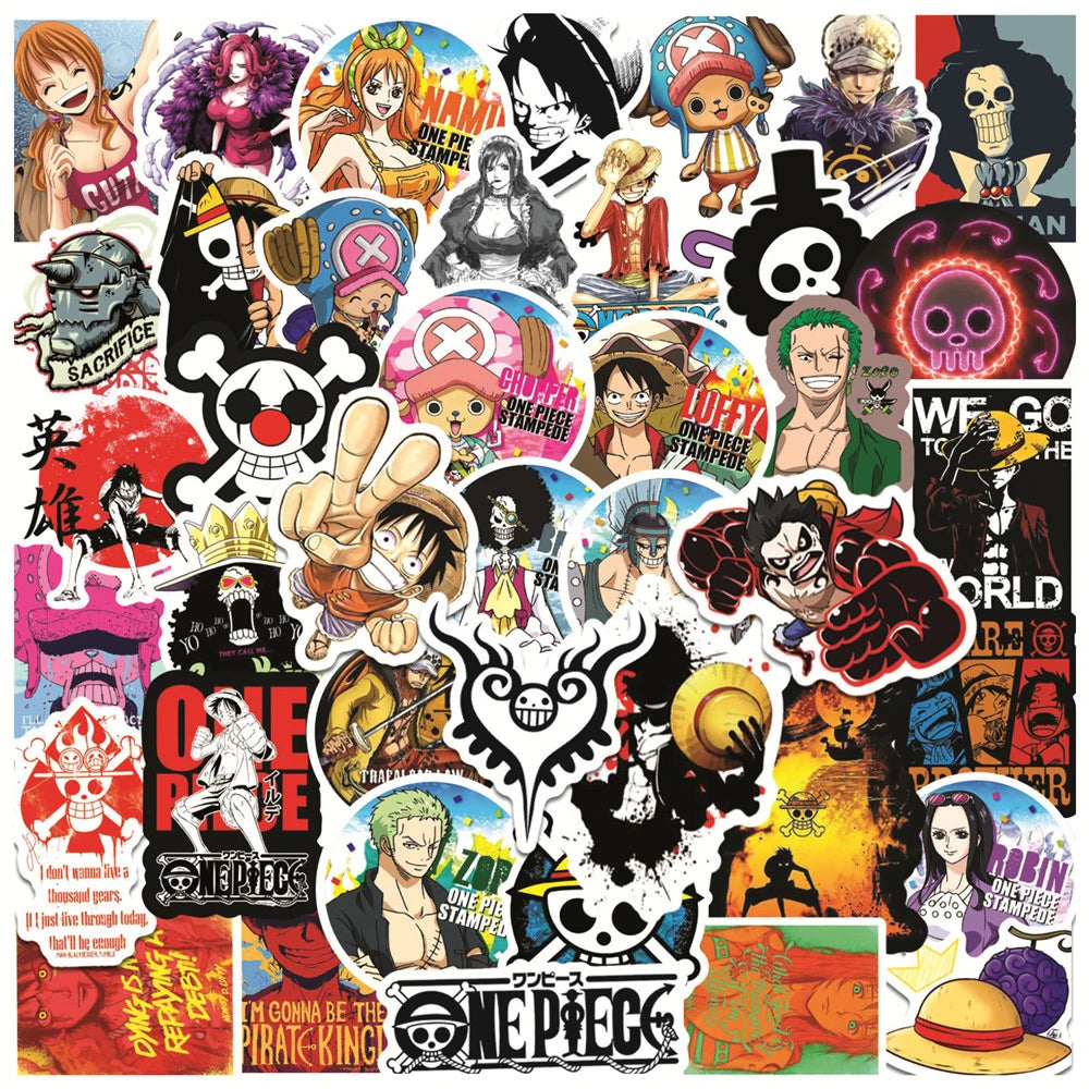 Lot de 50/100 autocollants dessin animé Attack On Titan Jujutsu Kaisen, autocollants imperméables pour skateboard, ordinateur portable, voiture, moto