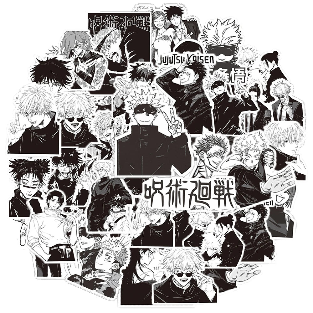 10/30/65pcs Black White Jujutsu Kaisen Anime Stickers Cool Satoru Gojo Cartoon Decals Phone Skateboard Luggage Graffiti Sticker