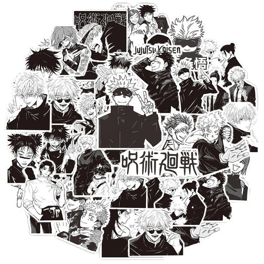 10/30/65pcs Black White Jujutsu Kaisen Anime Stickers Cool Satoru Gojo Cartoon Decals Phone Skateboard Luggage Graffiti Sticker