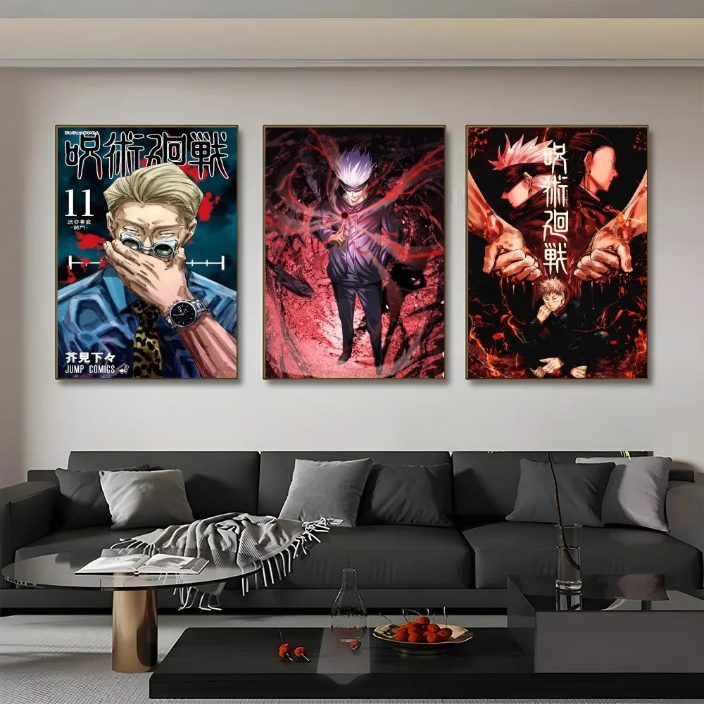 Jujutsu k-Kaisen Anime Cool JOJO Tv HD Poster Sticky Wall Art Printing Waterproof Home Living Bed Room Bar Aesthetic Decor