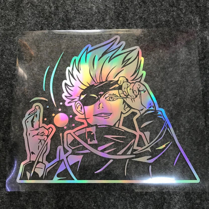 Jujutsu Kaisen Anime Peripherals Gojo Satoru Car Reflective Laser Stickers Motorcycle Computer Notebook Computer Case Stickers