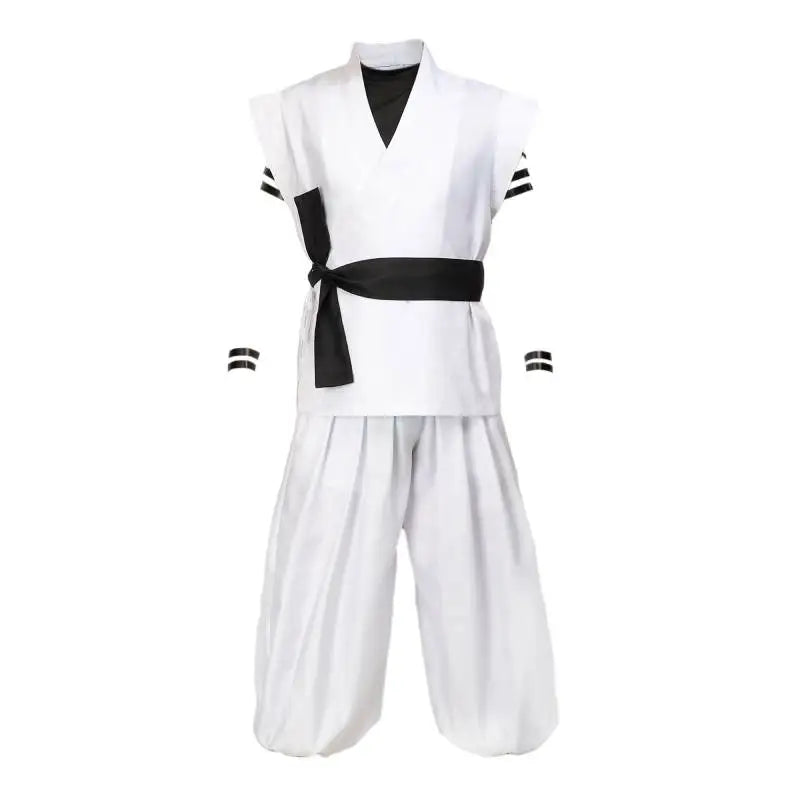 DAZCOS Ryomen Sukuna Costume White Kung Fu Suit with Tattoo Stickers Ryomen Sukuna as Megumi Showdown Cosplay Costume Full Set - Jujutsu Kaisen Merch - Free Shipping Buy Now