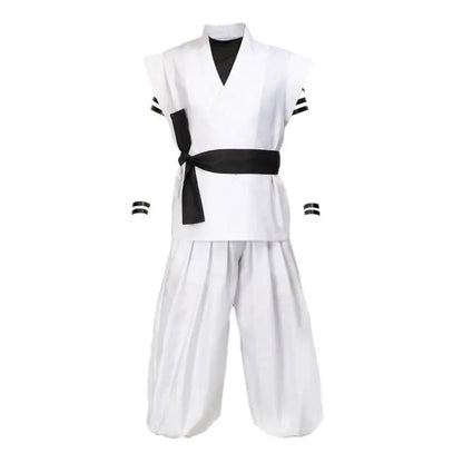 DAZCOS Ryomen Sukuna Costume White Kung Fu Suit with Tattoo Stickers Ryomen Sukuna as Megumi Showdown Cosplay Costume Full Set - Jujutsu Kaisen Merch - Free Shipping Buy Now