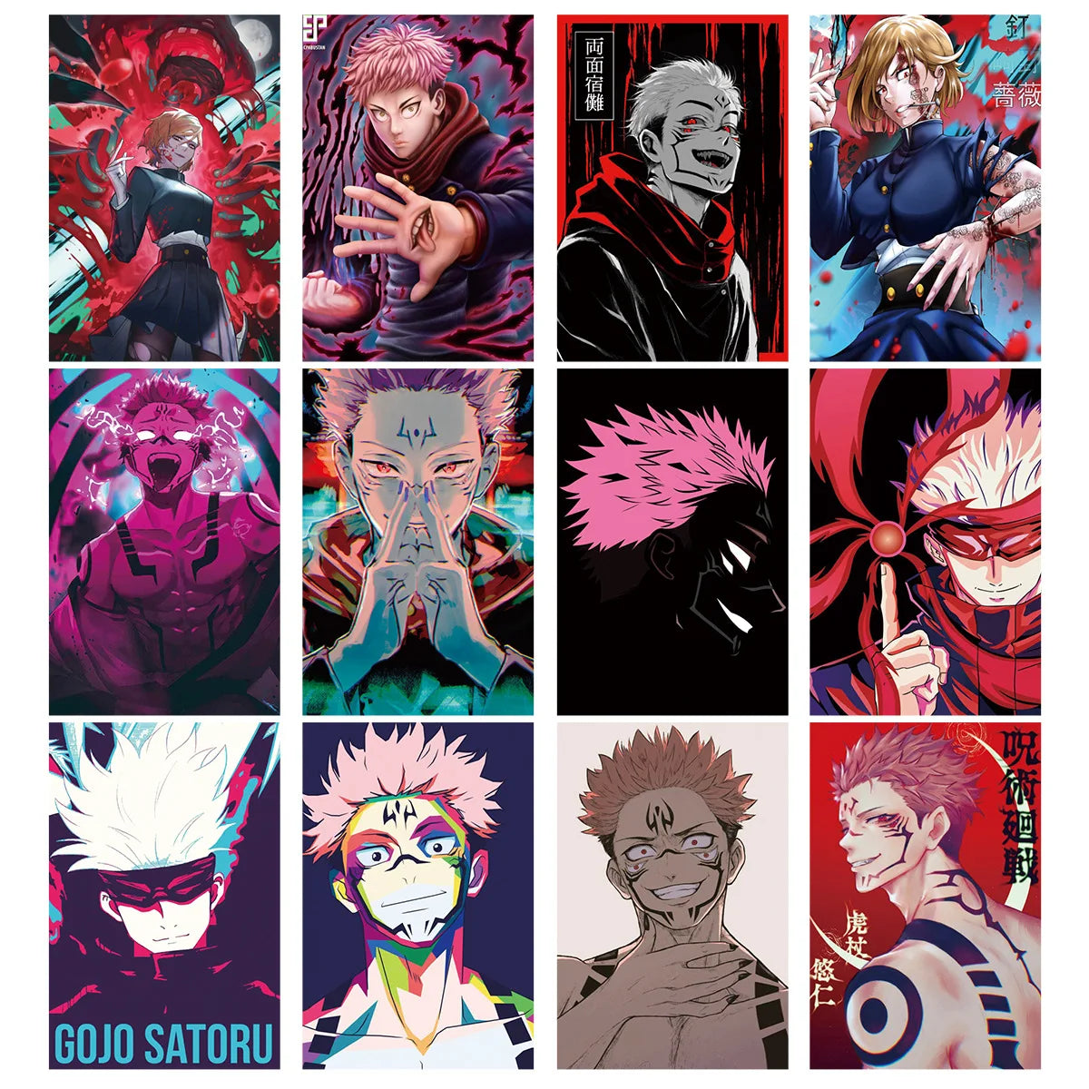 50Pcs Anime Jujutsu Kaisen Poster Stickers DIY Stickers Scrapbooking Phone Luggage Skateboard Waterproof Graffiti Decals