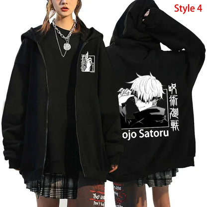 Autumn Zip Jacket Anime Satoru Gojo Printing Zippered Hoodie Streetwear Men Women Sweatshirts Harajuku Unisex Casual Clothing - Jujutsu Kaisen Merch - Free Shipping Buy Now
