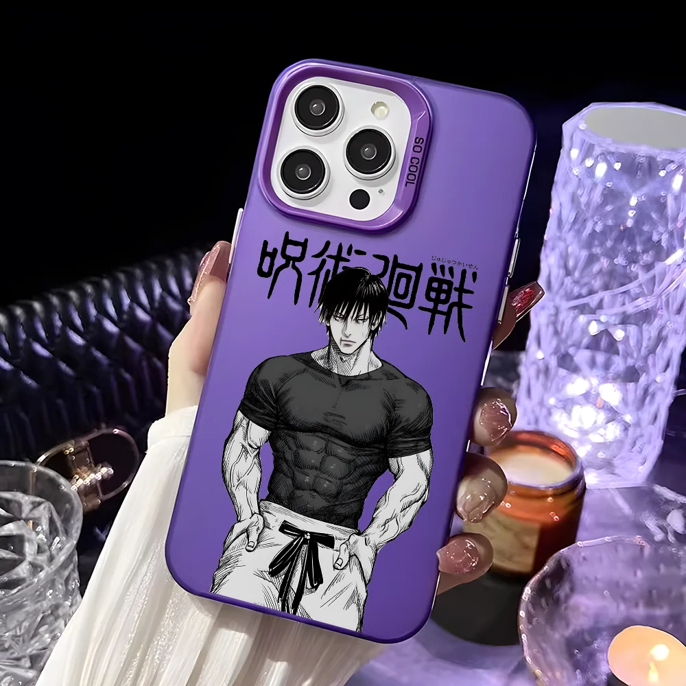 Coque de téléphone J-Jujutsu Toji Kaisen F-Fushiguro pour iPhone 16 15 14 13 12 11 Pro Max Noir Violet Mat Ultra-mince Doux Candy Abraz