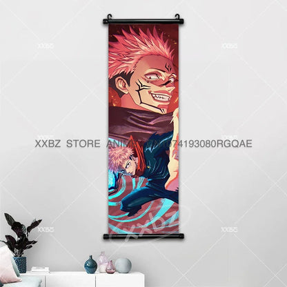 Jujutsu Kaisen Anime Poster Itadori Yuji Wall Art Fushiguro Megumi Room Decor Gojo Satoru Hanging Painting Nobara Scroll Picture